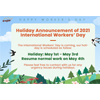 Vacances Annonce de 2021 la Journée Internationale Des Travailleurs
